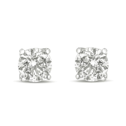 14K Gold 1.0 Carat Round Brilliant Cut Lab Grown Diamond 4-Prong Classic Solitaire Stud Earrings-0