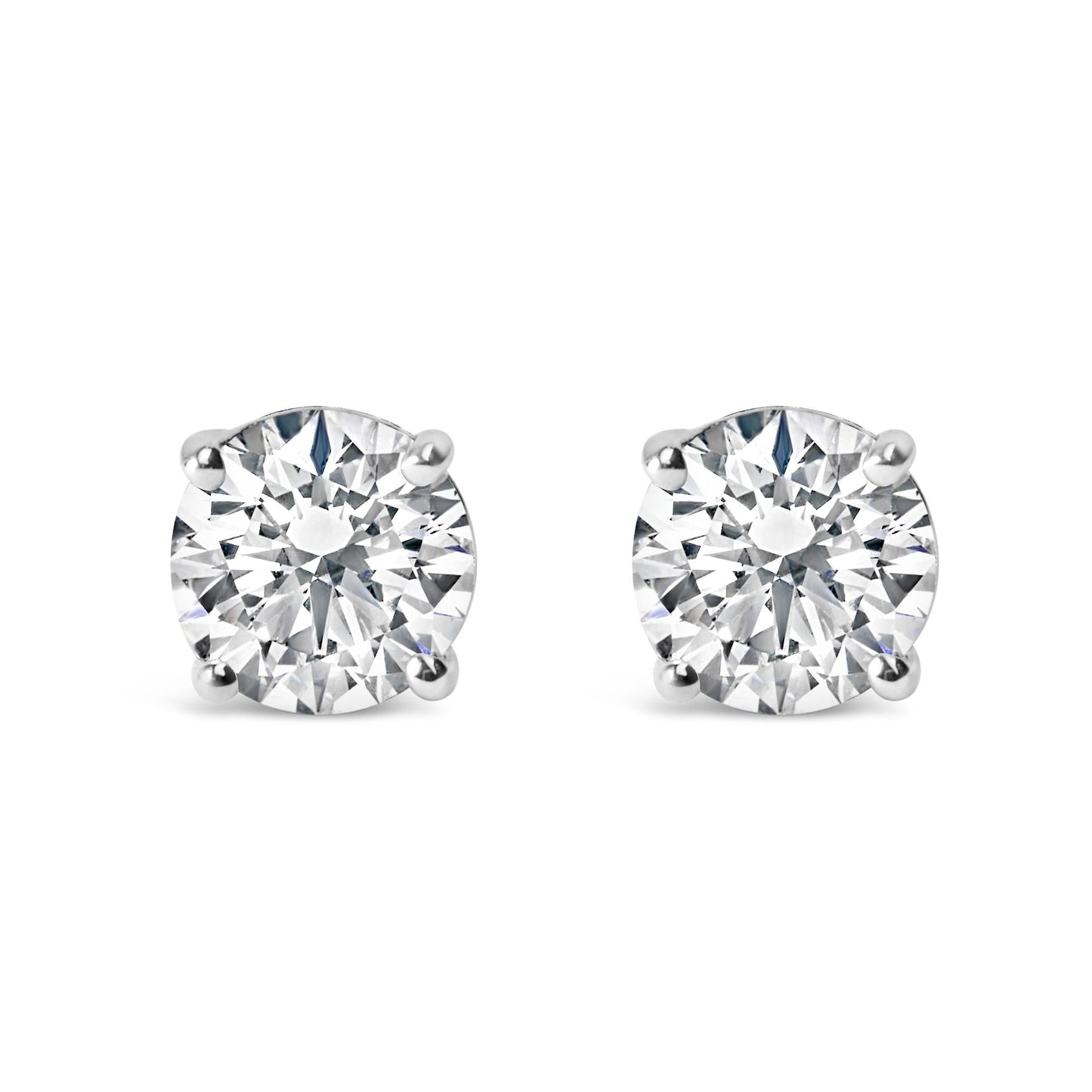 14K Gold 1.0 Carat Round Brilliant Cut Lab Grown Diamond 4-Prong Classic Solitaire Stud Earrings-1