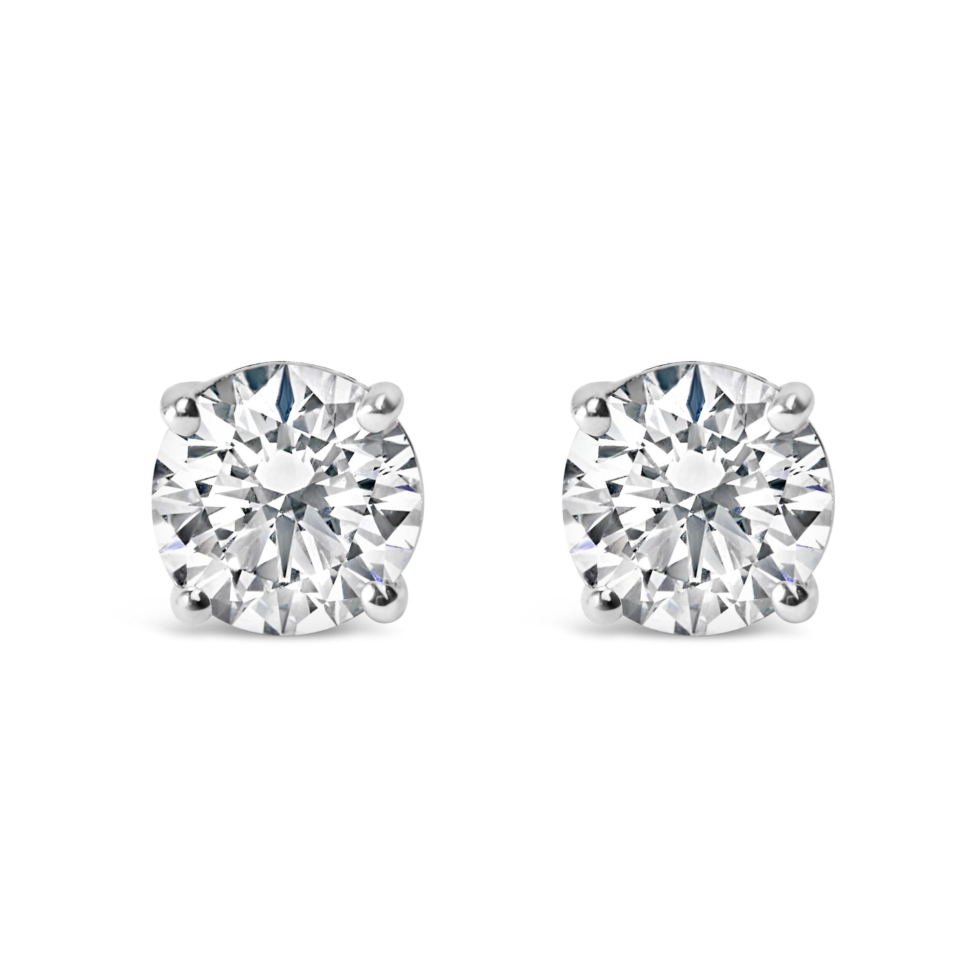 14K Gold 1.0 Carat Round Brilliant Cut Lab Grown Diamond 4-Prong Classic Solitaire Stud Earrings-1
