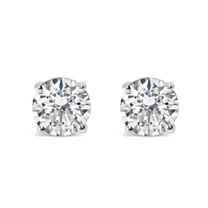 14K Gold 1.0 Carat Round Brilliant Cut Lab Grown Diamond 4-Prong Classic Solitaire Stud Earrings-1