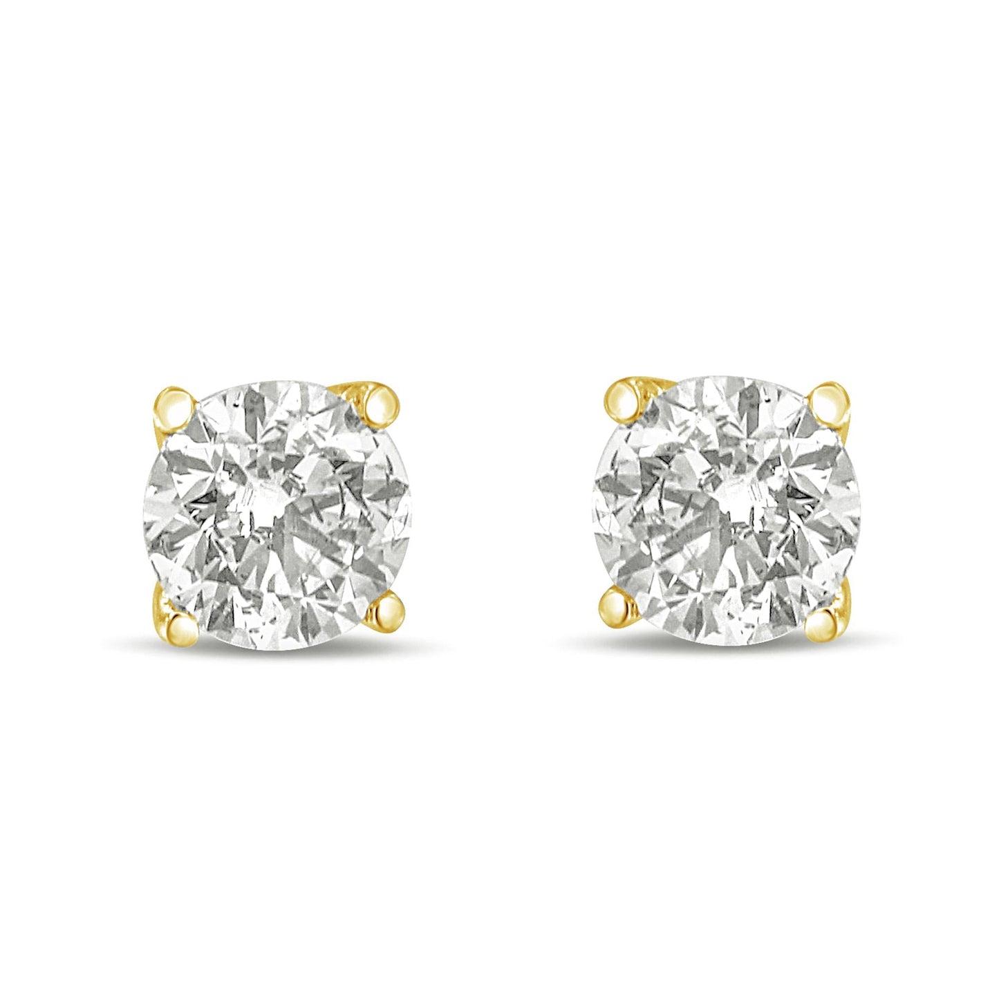 14K Gold 1.0 Carat Round Brilliant Cut Lab Grown Diamond 4-Prong Classic Solitaire Stud Earrings-2