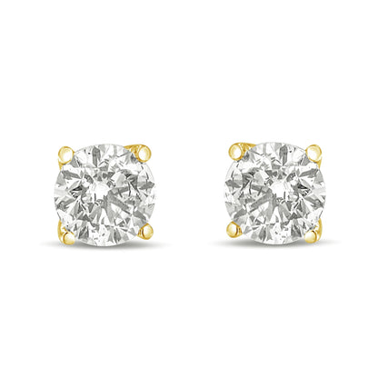 14K Gold 1.0 Carat Round Brilliant Cut Lab Grown Diamond 4-Prong Classic Solitaire Stud Earrings-2