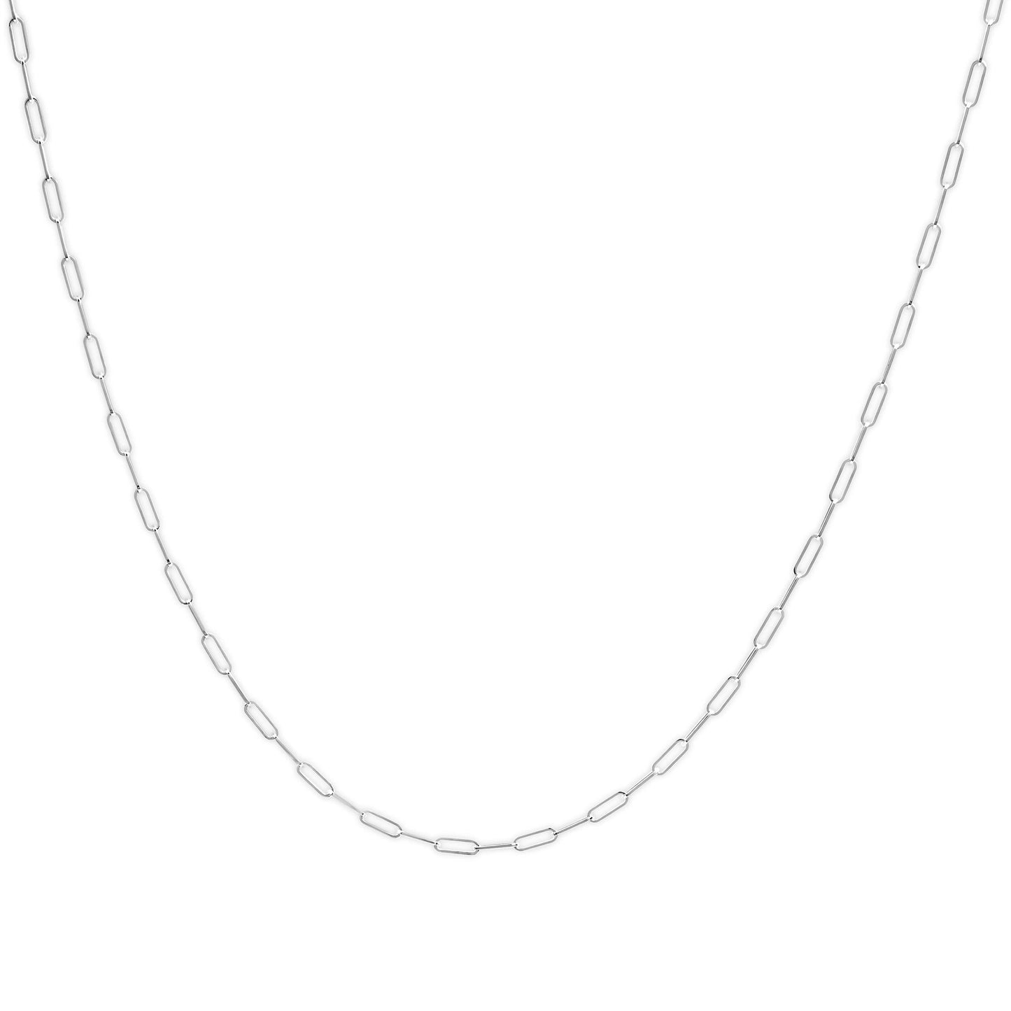 Unisex Solid 14K Gold 2.5mm Paperclip Chain Necklace-0