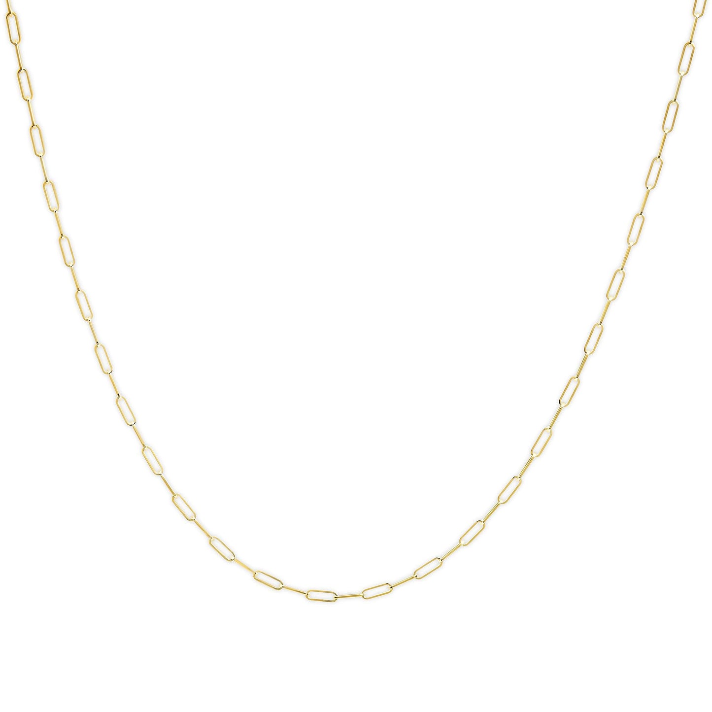 Unisex Solid 14K Gold 2.5mm Paperclip Chain Necklace-1