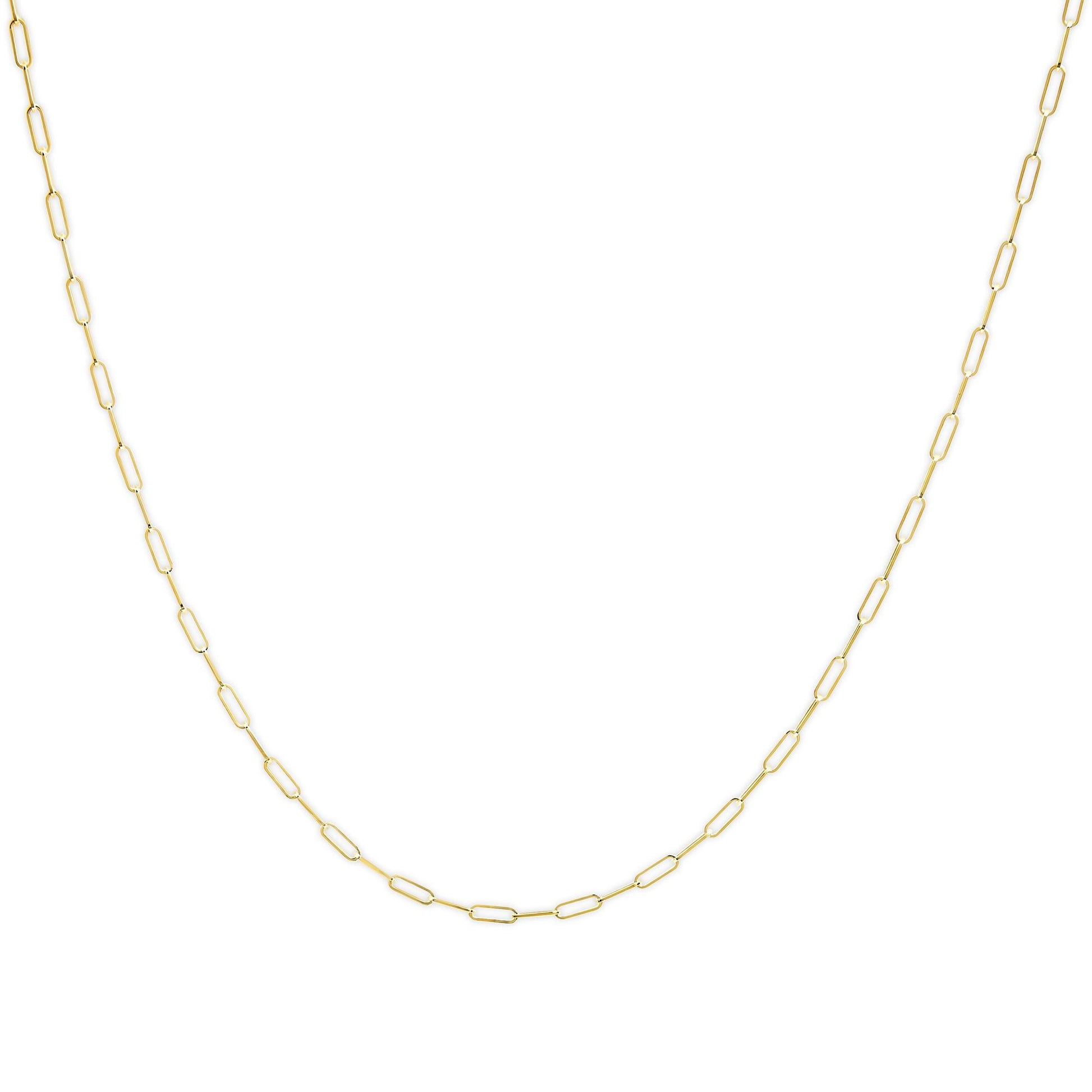 Unisex Solid 14K Gold 2.5mm Paperclip Chain Necklace-1