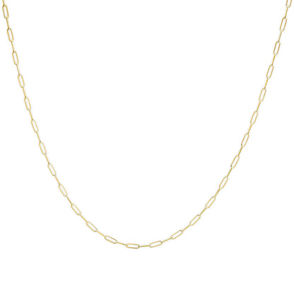 Unisex Solid 14K Gold 2.5mm Paperclip Chain Necklace-1