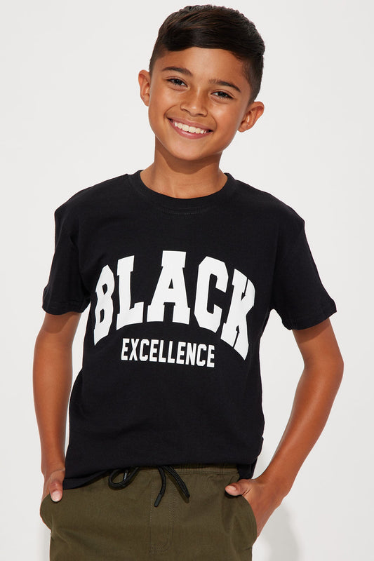 Mini Black Excellence Varsity Short Sleeve Tee - Black