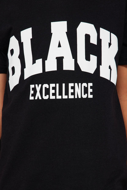 Mini Black Excellence Varsity Short Sleeve Tee - Black