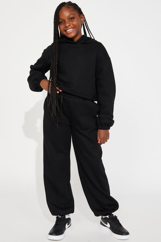 Mini Find Out Fleece Jogger Set - Black