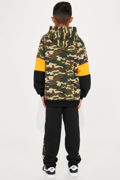 Mini Building My Legacy Fleece Jogger Set - Black/Orange