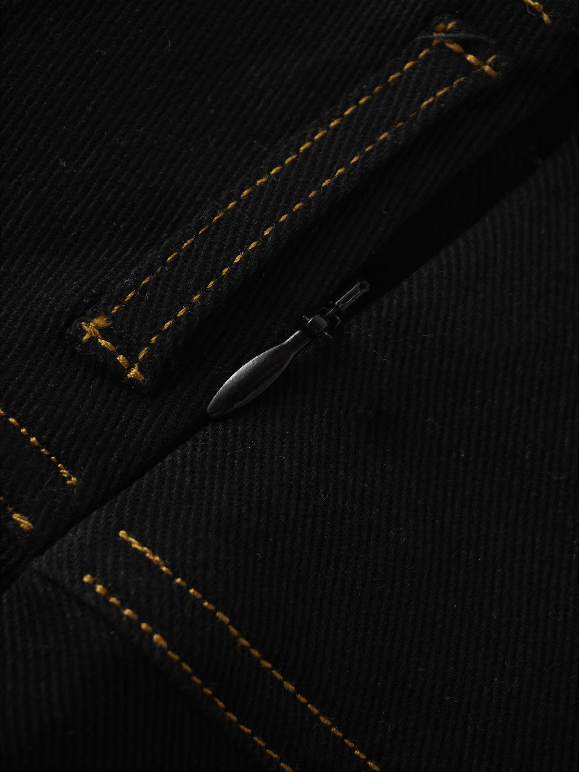 Stitched Tiered Belted Denim Skirt-Black-3