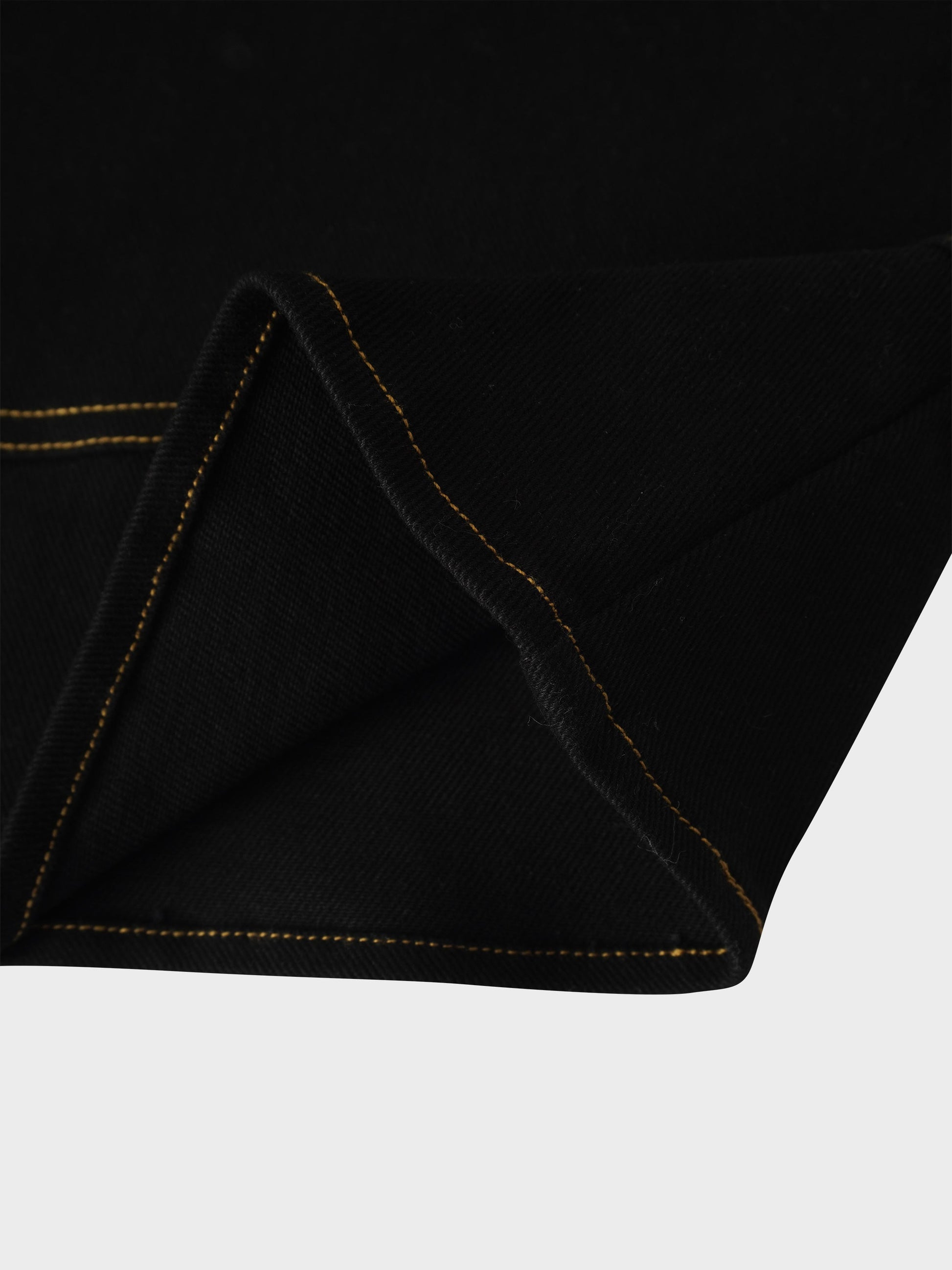 Stitched Tiered Belted Denim Skirt-Black-4