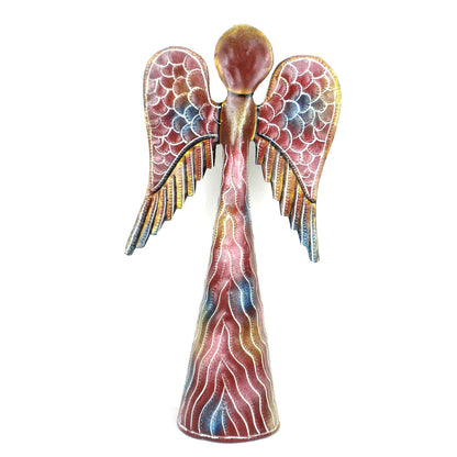 12-INCH HAND PAINTED METALWORK ANGEL - PINK - CROIX DES BOUQUETS (H)