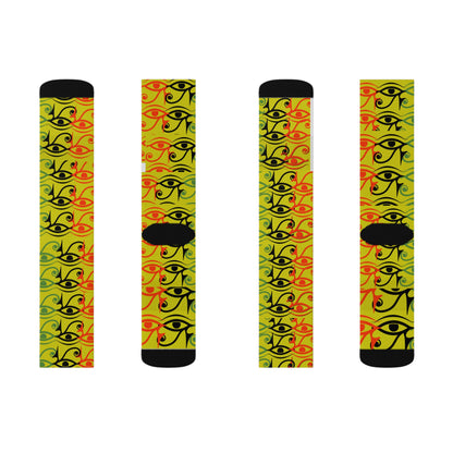 EGYPTIAN EYES HAVE ALL THE INSIGHT Sublimation Socks by SobG Designs