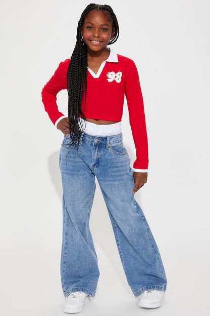 Mini Aaliyah Boxer Baggy Jeans - Medium Wash