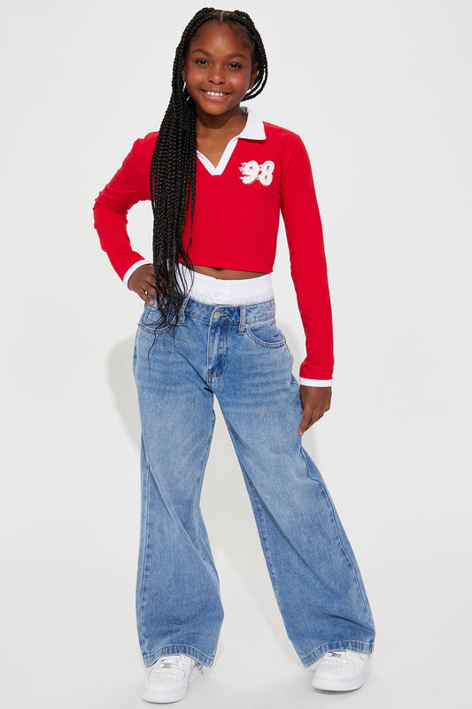 Mini Aaliyah Boxer Baggy Jeans - Medium Wash