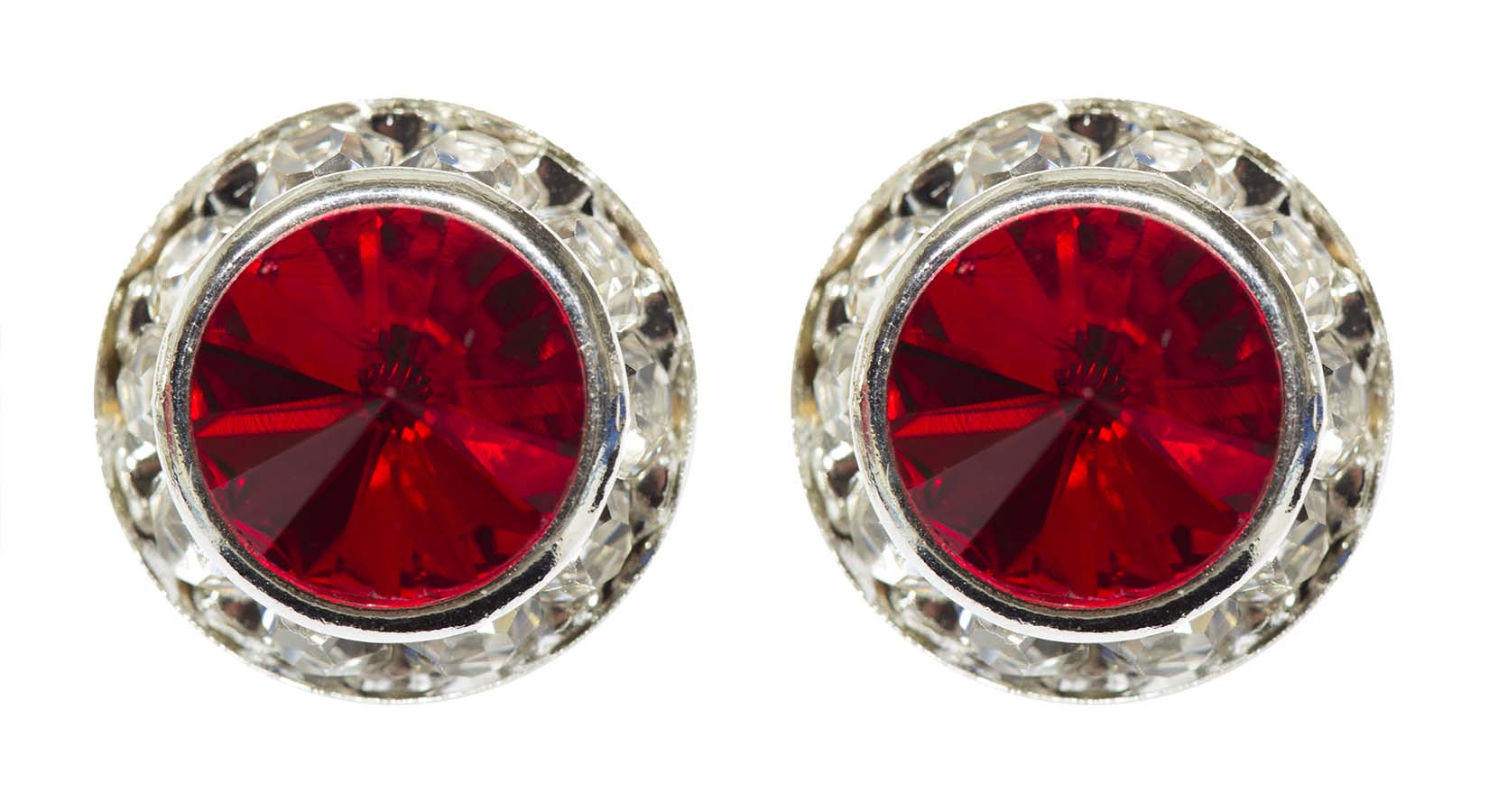 #12536 Siam 13mm Rondel with Rivoli Button Earrings-0
