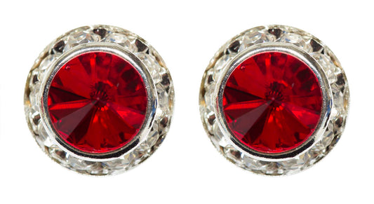 #12536 Siam 13mm Rondel with Rivoli Button Earrings-0