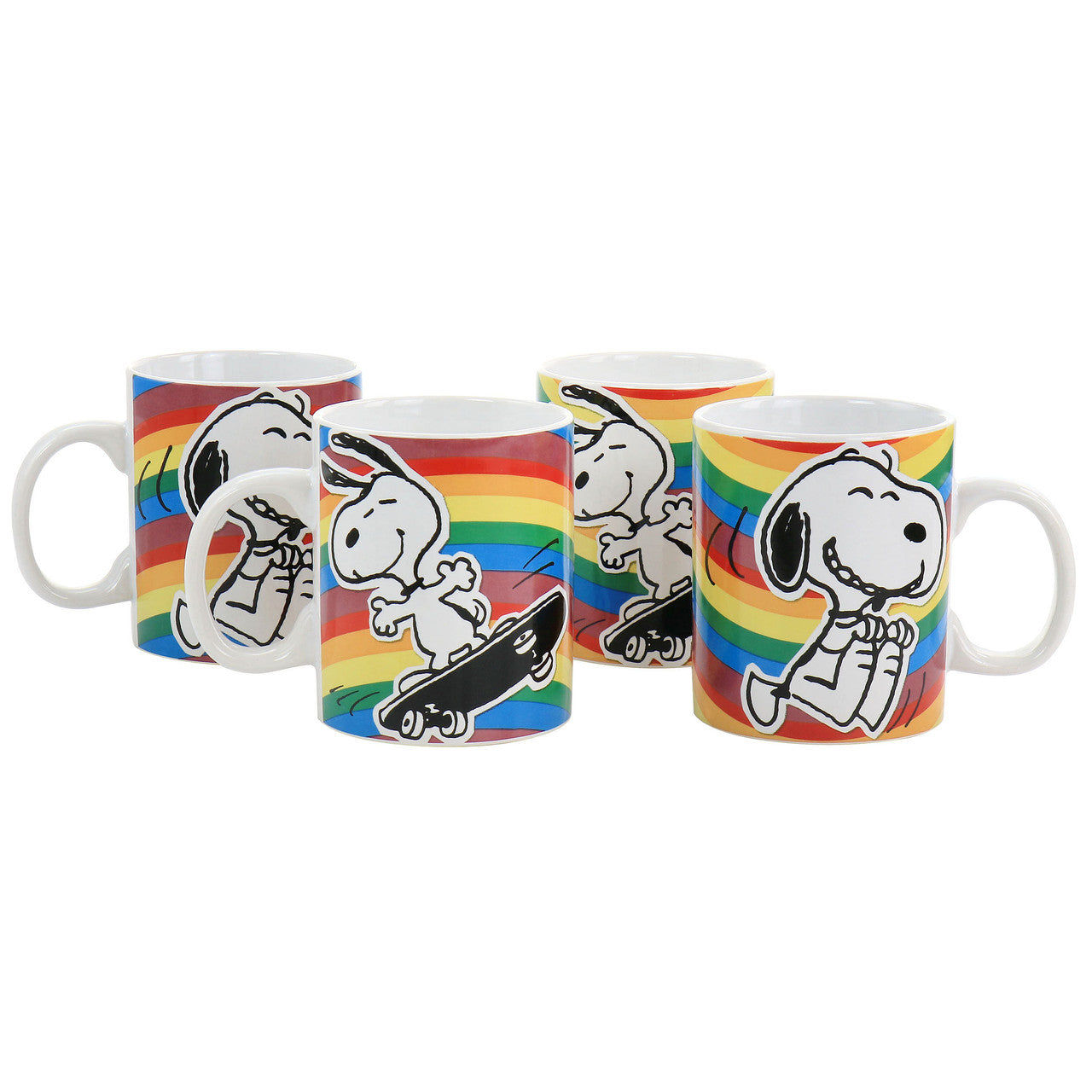 Gibson Peanuts 70th Anniversary 15oz 4 Piece Stoneware Mug Set in Rainbow-0