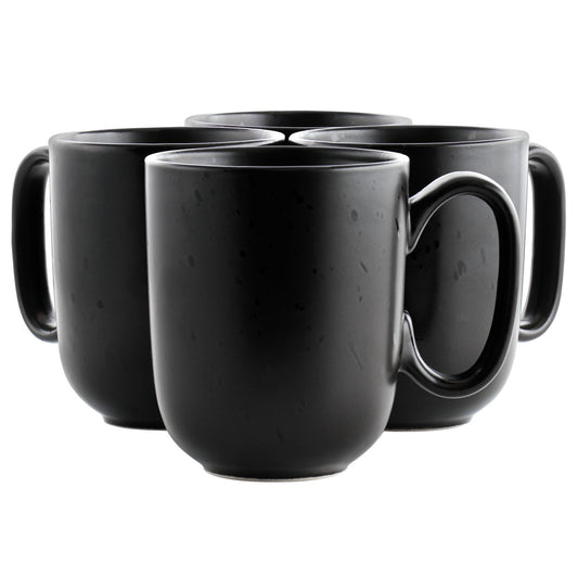 Our Table Landon 4 Piece 15 Ounce Round Stoneware Mug Set in Pepper-0