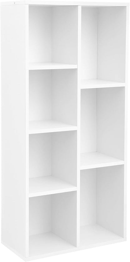 Bookcase, Bookshelf with 7 Compartments, Freestanding Shelves and Cube Organizer, for Display in Living Room, Bedroom, and Home Office, White ULBC27WT-0