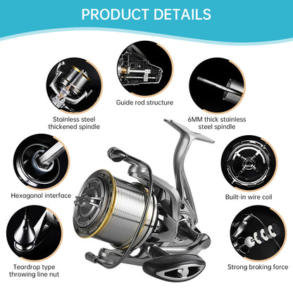 17+1BB 8000-14000 Series Aluminum Alloy Spool Fishing Reel, 4.8:1 Gear Ratio, Durable Long Casting for Baitcasting
