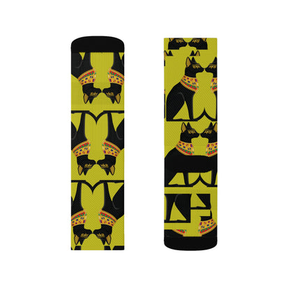 GODDESS BESTET EGYPTIAN PROTECTRESS OF LOWER EGYPT Sublimation Socks by SobG Designs