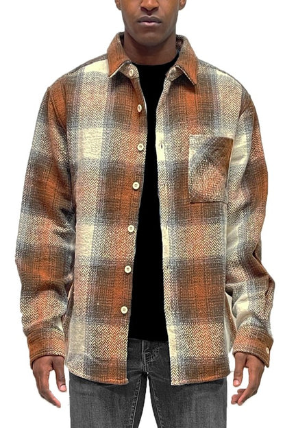 Flannel Shirt Jacket Checkered Plaid Shacket