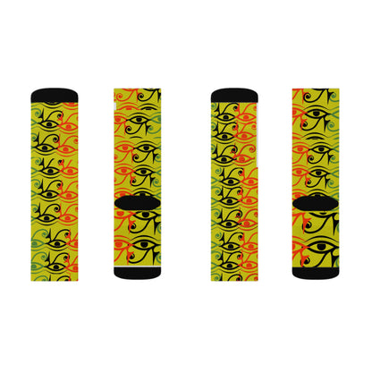 EGYPTIAN EYES HAVE ALL THE INSIGHT Sublimation Socks by SobG Designs
