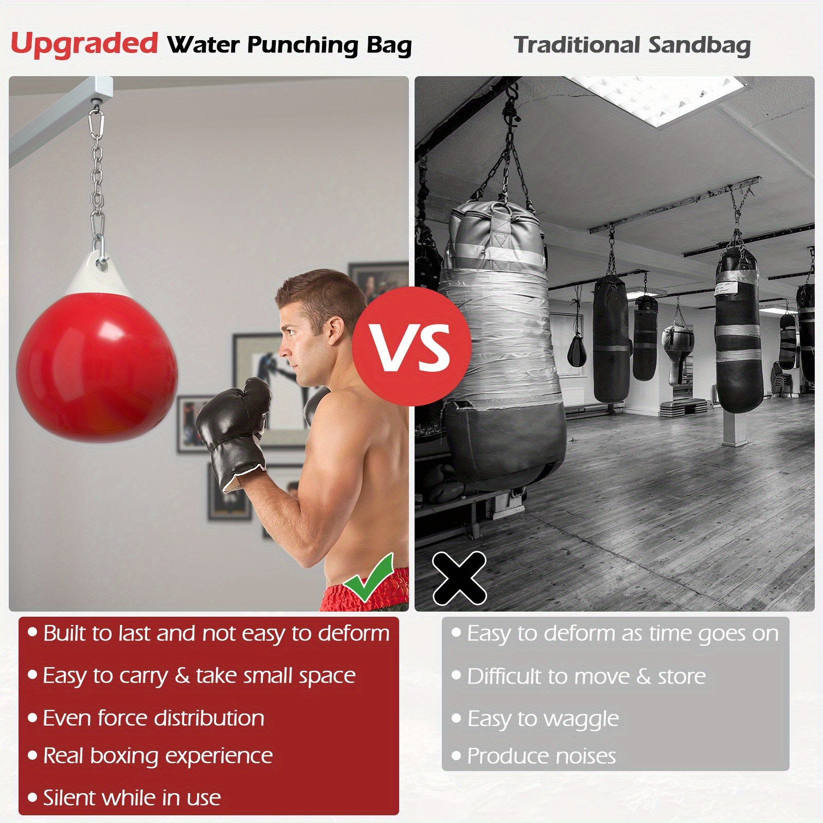 50kg Heavy-Duty Water Punching Bag(Red)-2