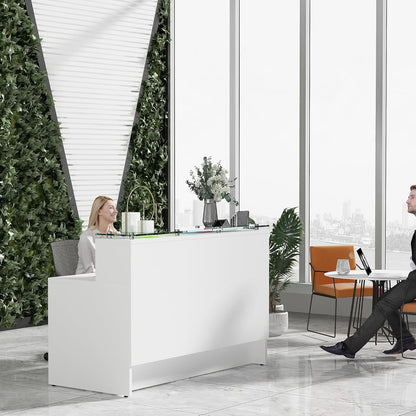 Modern Reception Desk with Tempered Glass Panel Design-1