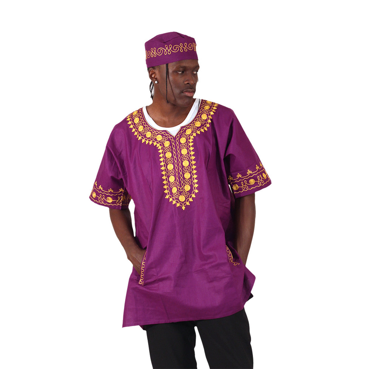 Amare Gold Embroidered Dashiki Top