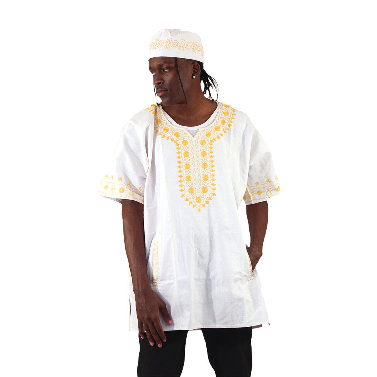 Amare Gold Embroidered Dashiki Top