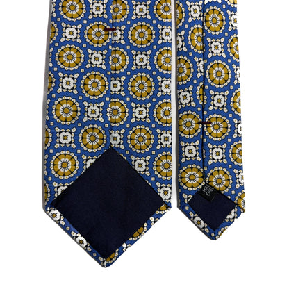 Azure Blue & Yellow Geometric Silk Tie-3