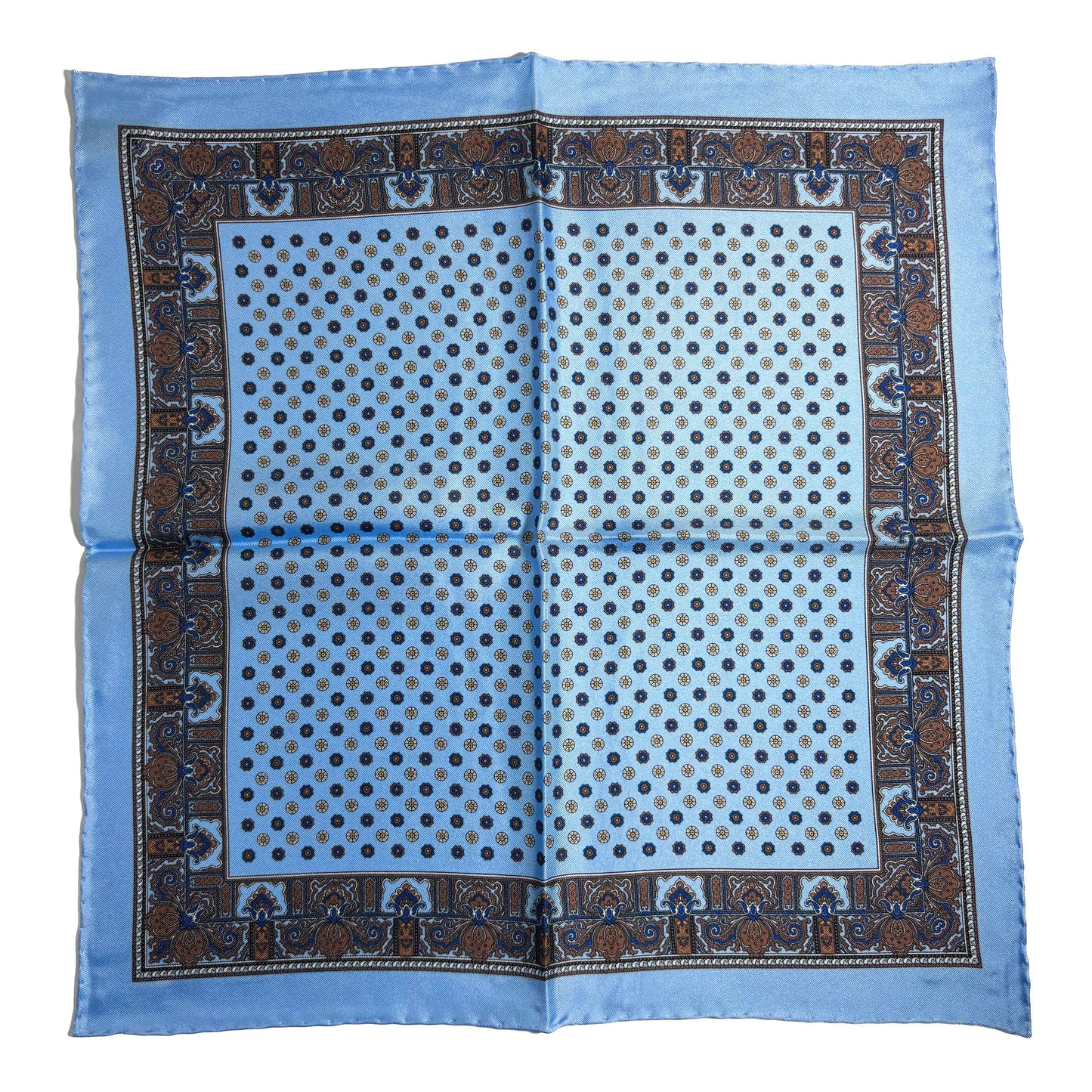 Light Blue Floral Silk Pocket Square-3