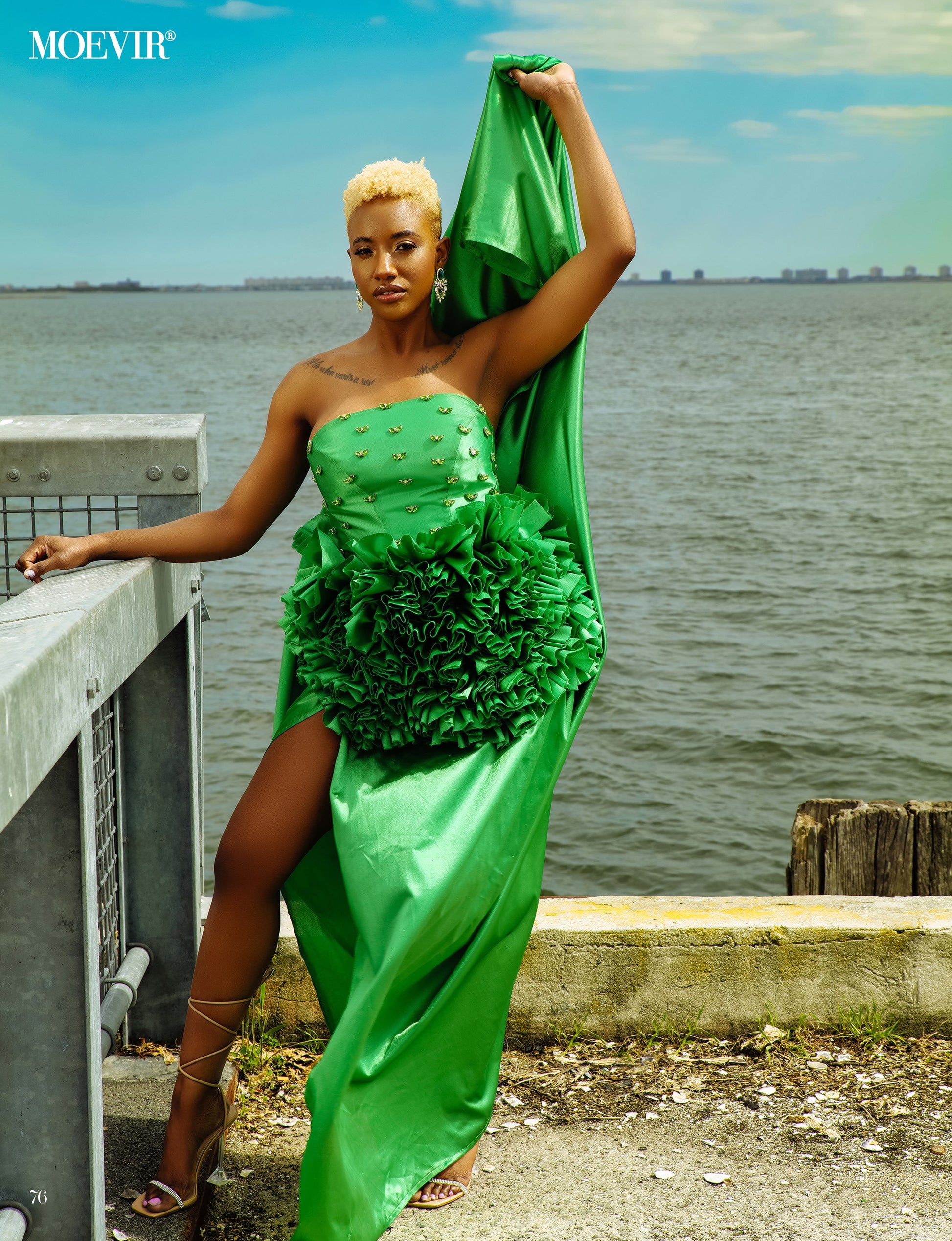 Couture Green Ruffle Dress-1