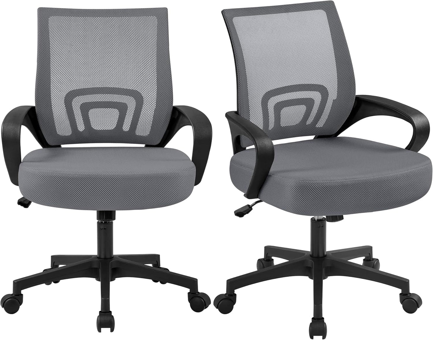 2 Pack Ergonomic Office Chair with 360° Rolling Casters, Mesh Mid-Back Computer Chair for Recreation Dark Gray-0
