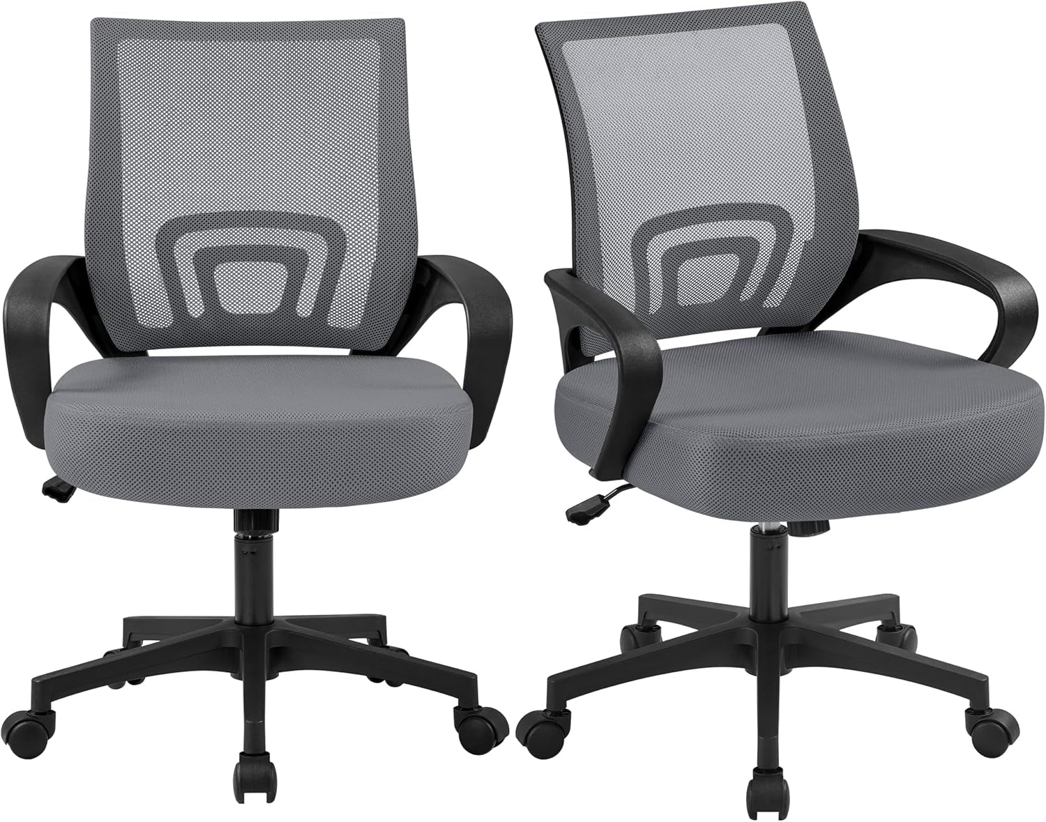 2 Pack Ergonomic Office Chair with 360° Rolling Casters, Mesh Mid-Back Computer Chair for Recreation Dark Gray-0