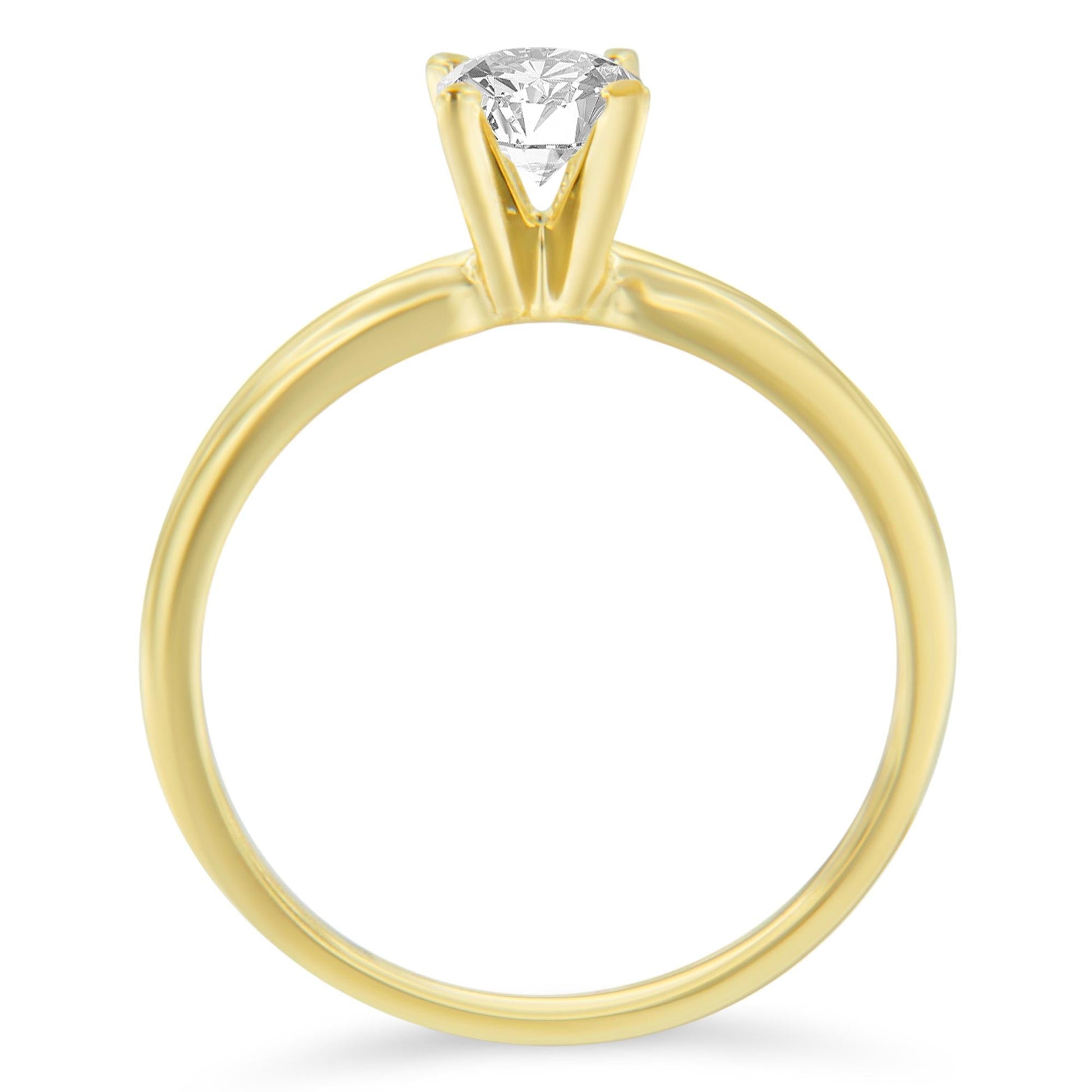 GIA Certified 14k Gold 1/2 Cttw Diamond Solitaire Engagement Ring (H Color, SI1 Clarity)-1