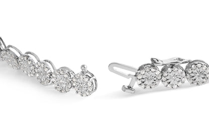 14K White Gold 2.00 Cttw Diamond Halo Link Tennis Bracelet (H-I Color, I1-I2 Clarity) - 7" Inches-1