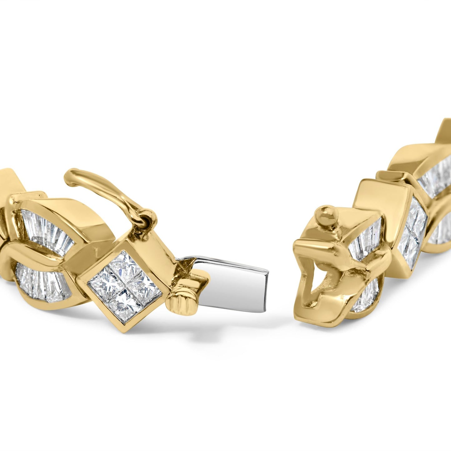 14K Yellow Gold 8 1/5 Cttw Baguette and Princess-Cut Diamond Geometric Twist Link Bracelet (G-H Color, VS1-VS2 Clarity) - Size 7"-1