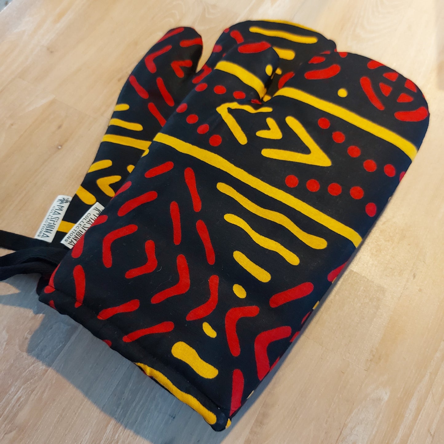 Set of 2 Handmade "Mudcloth" Bogolan Print Inspired African Print Oven Glove-1