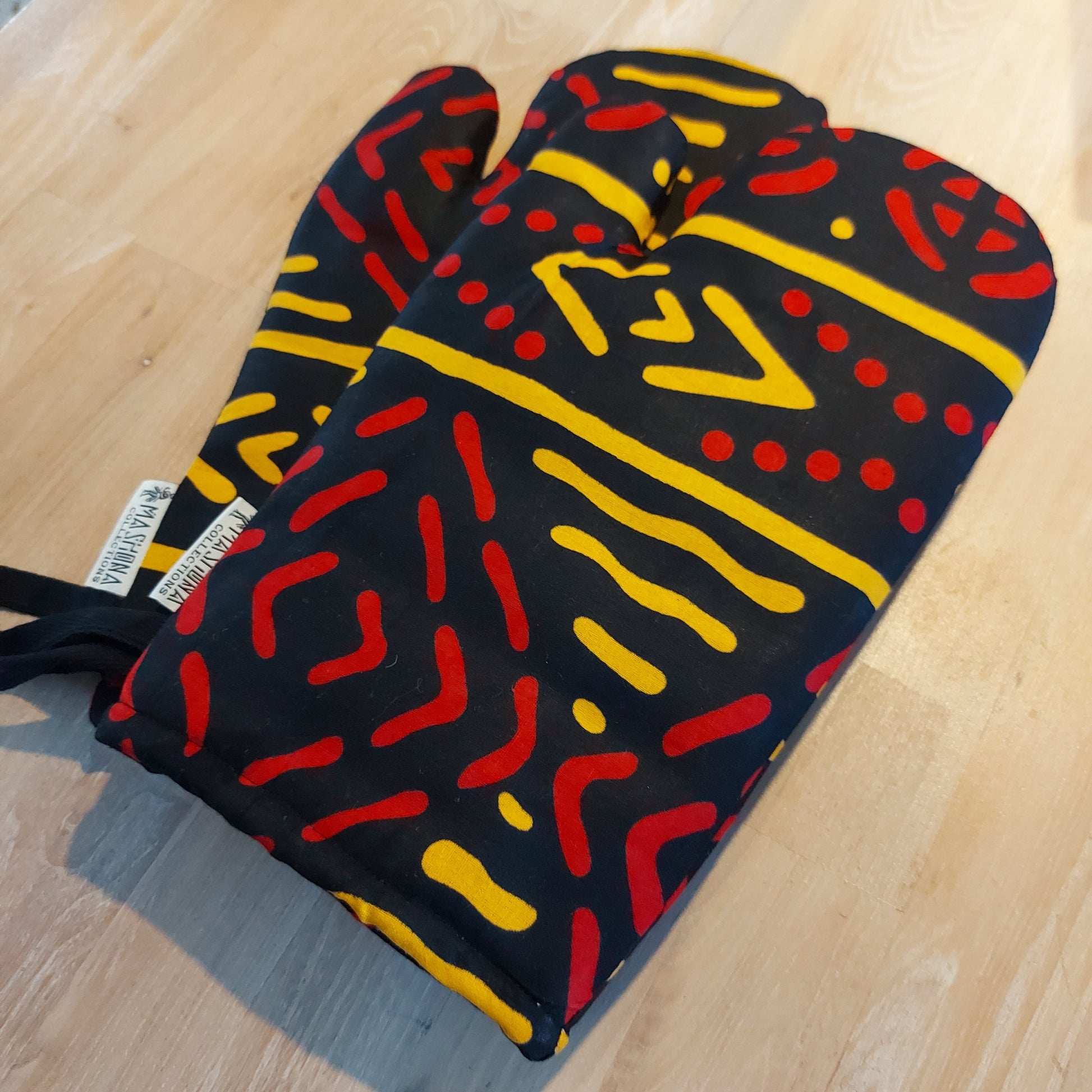 Set of 2 Handmade "Mudcloth" Bogolan Print Inspired African Print Oven Glove-1