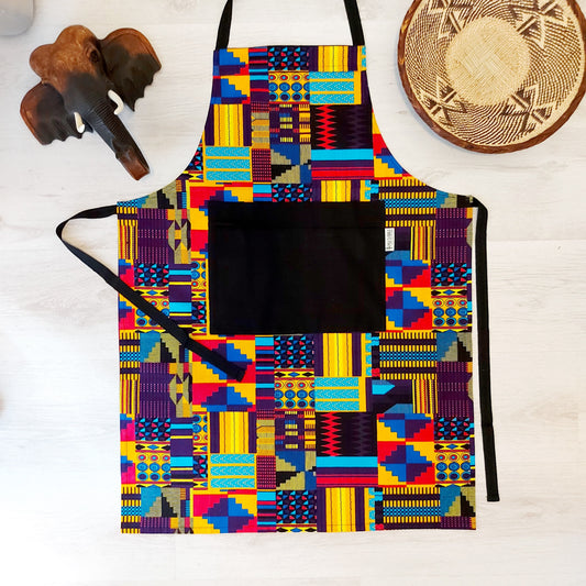 Handmade African Print Apron with Pocket | 100% African Print Fabric-0