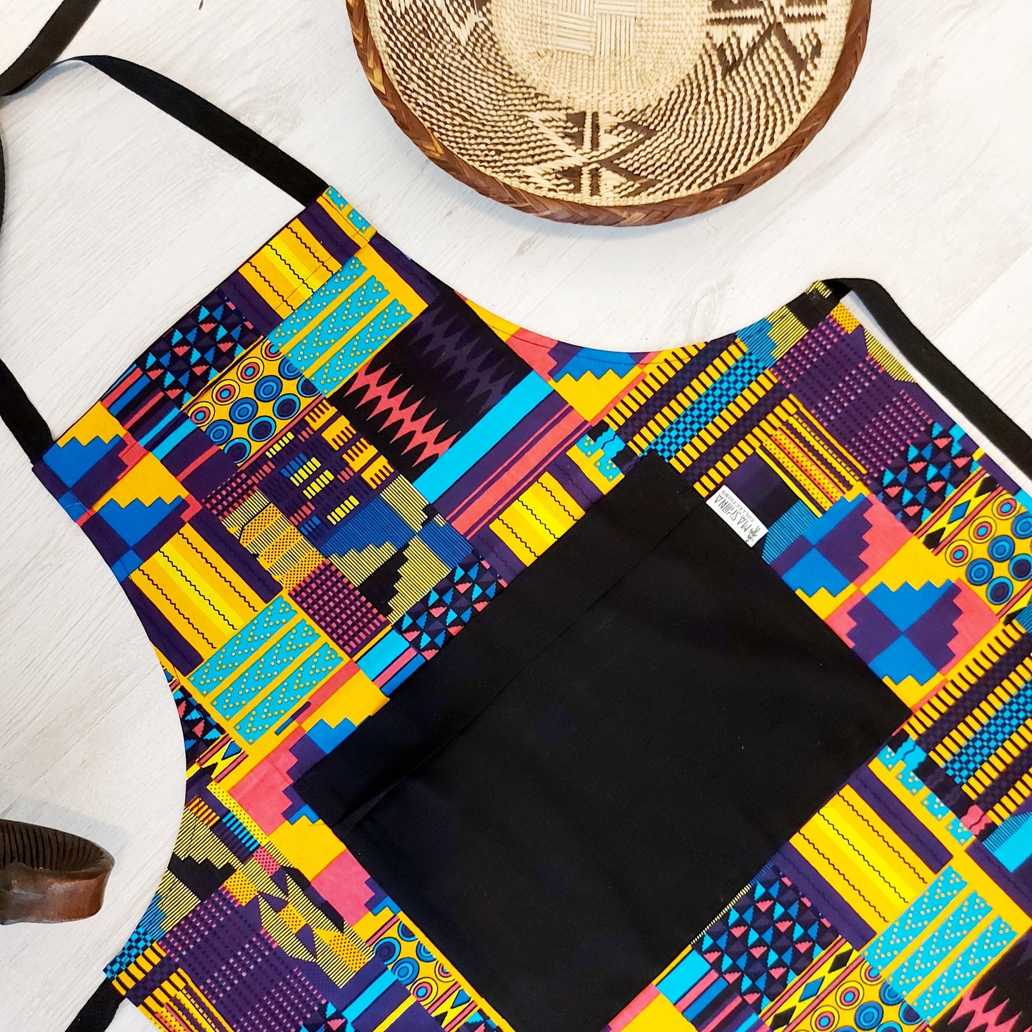 Handmade African Print Apron with Pocket | 100% African Print Fabric-4
