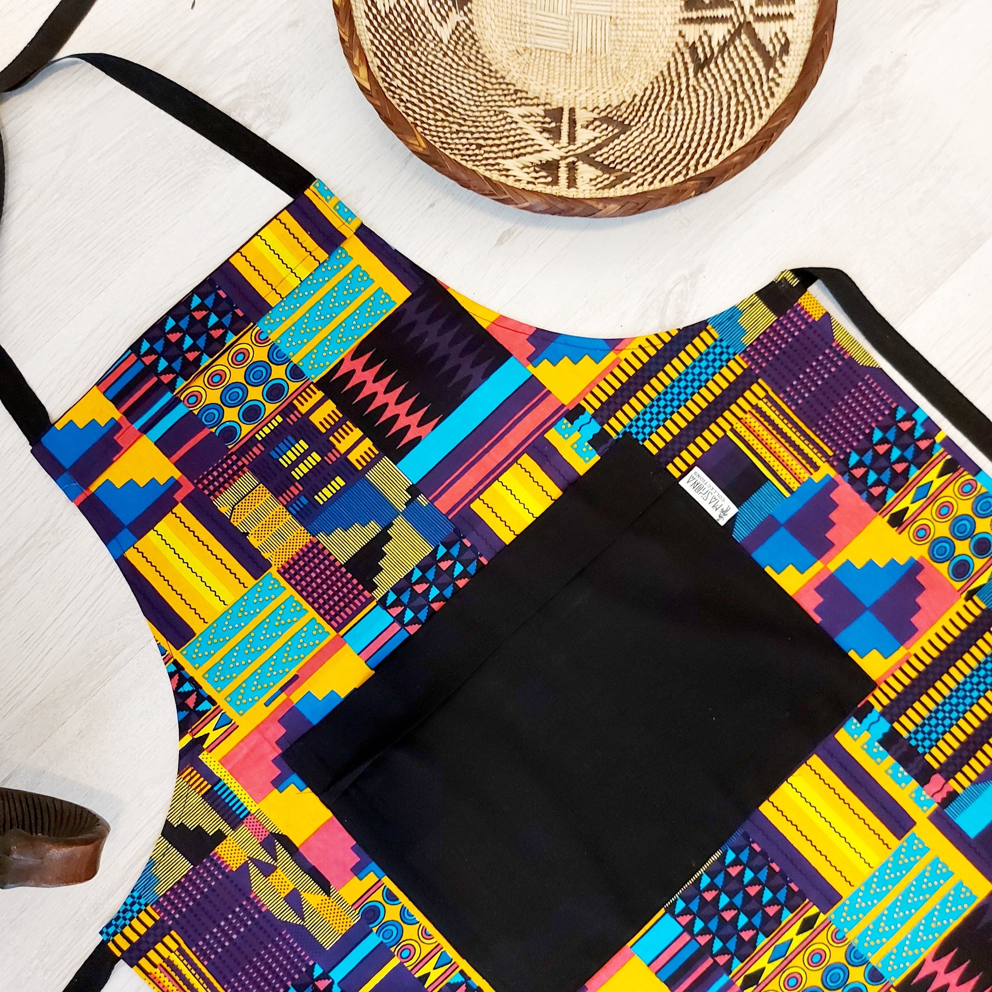 Handmade African Print Apron with Pocket | 100% African Print Fabric-4