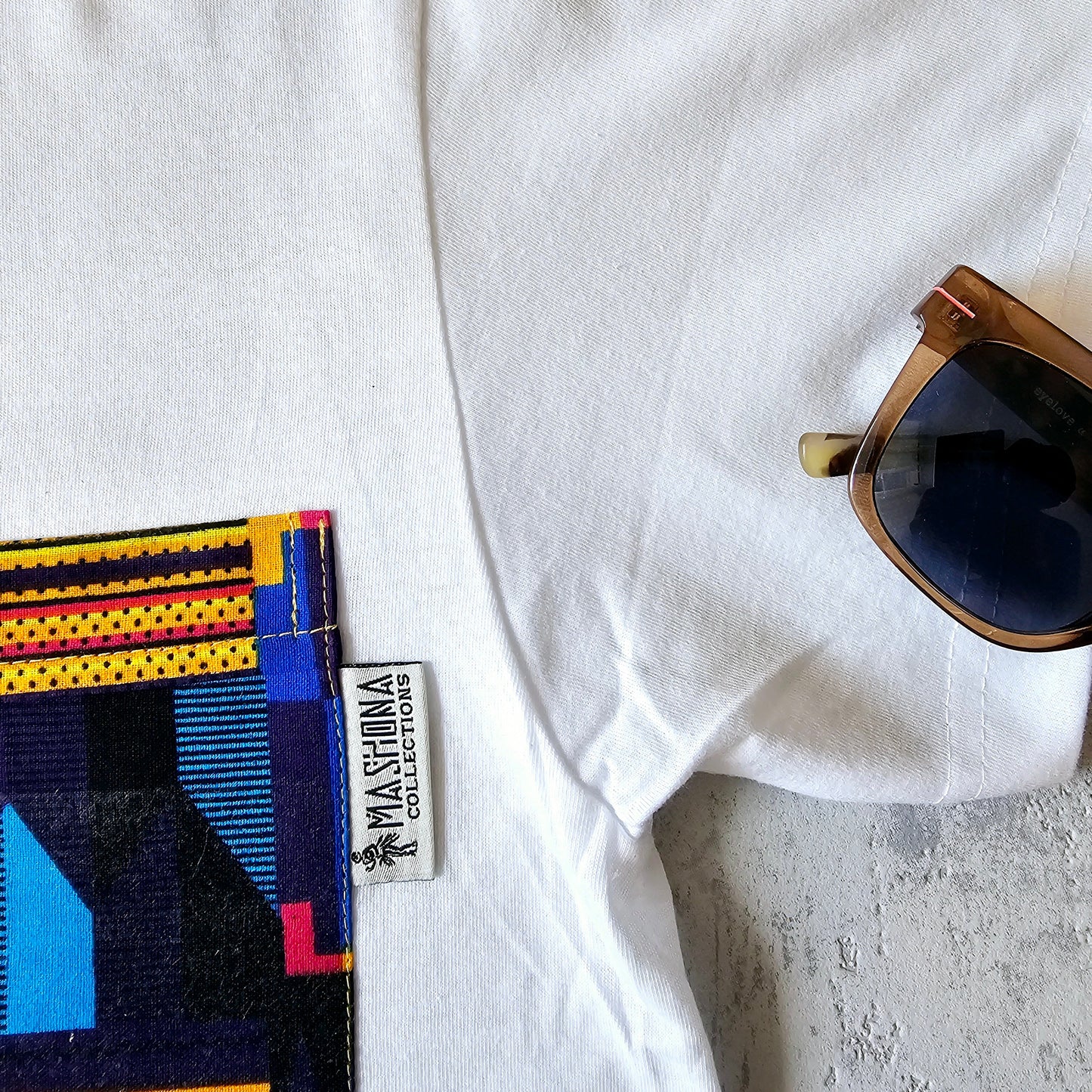 Africa Print Detailed T-Shirt | Ankara Detail and Pocket-2