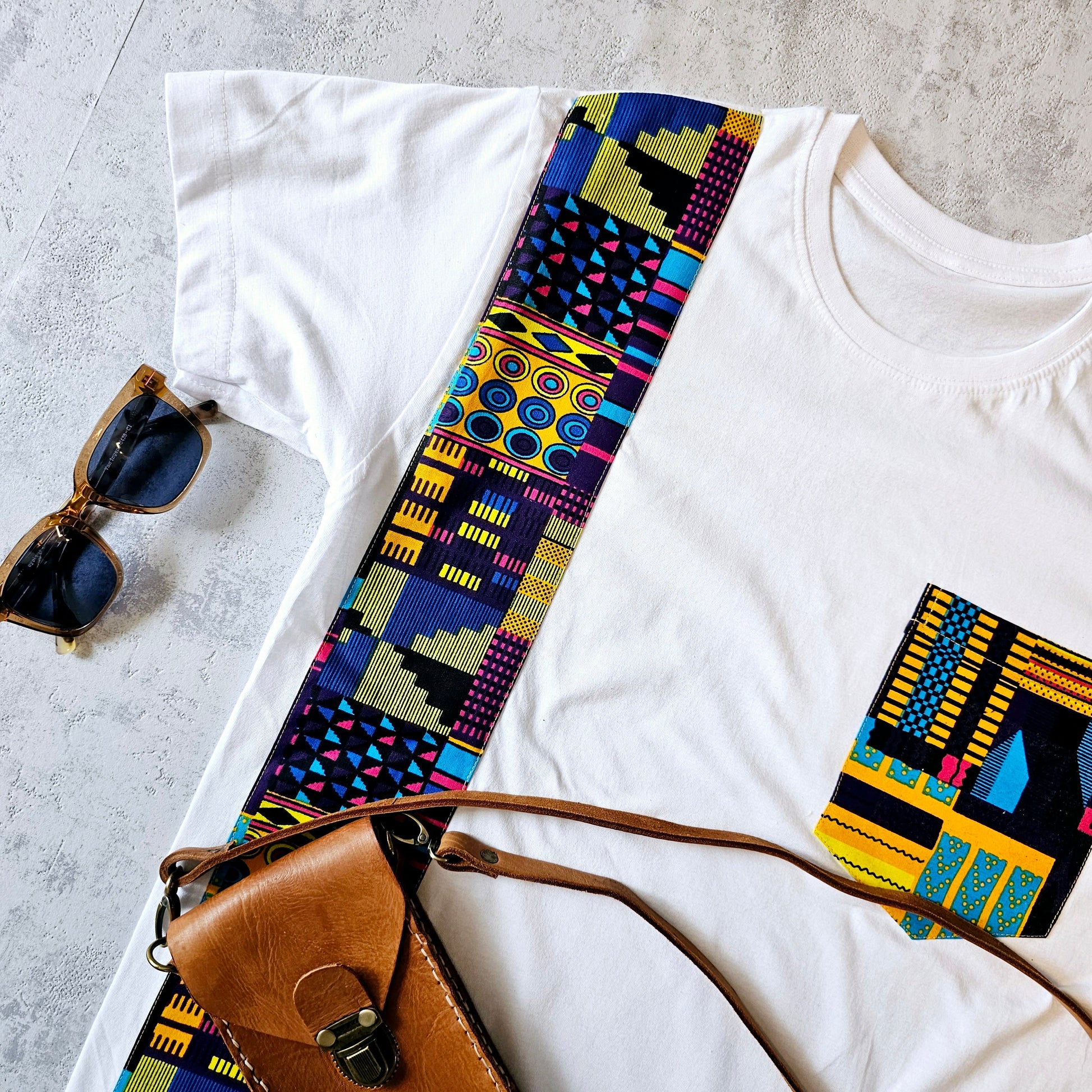 Africa Print Detailed T-Shirt | Ankara Detail and Pocket-4
