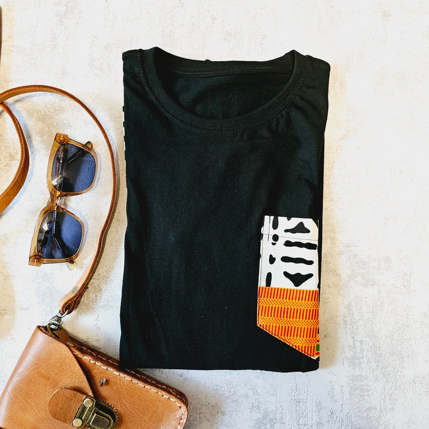 Africa Print Detailed T-Shirt | Bogolan Print Detail and Pocket-3