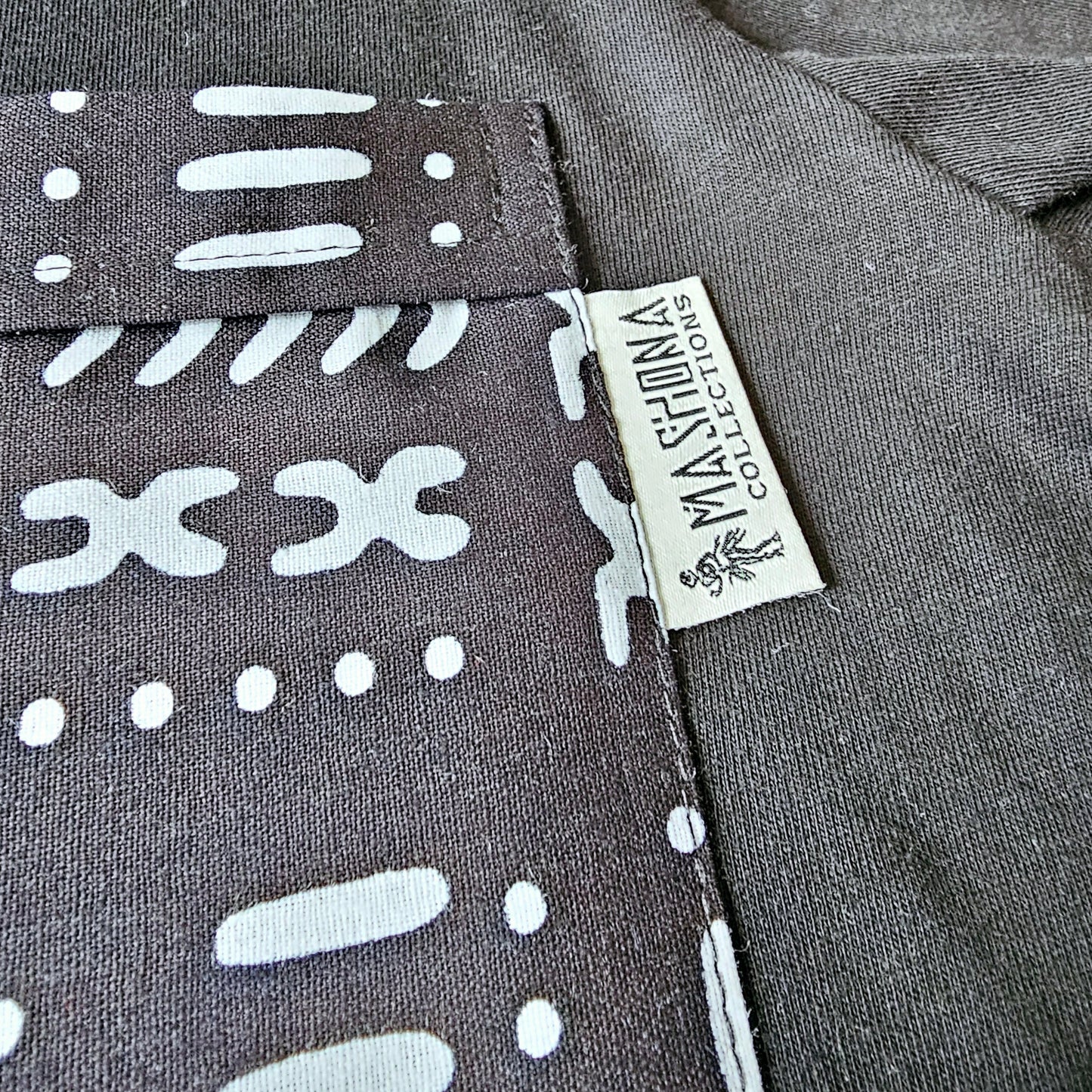 Africa Print Detailed T-Shirt | Bogolan Print Detail and Pocket-1